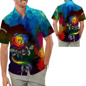 Custom Name Hawaiian Aloha For LGBT Gay Lesbian Pride, Rainbow Rose Flower