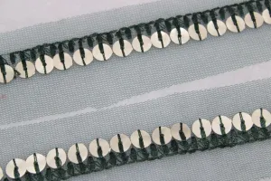 Dark Green Sequins Work Net Embroidered Border