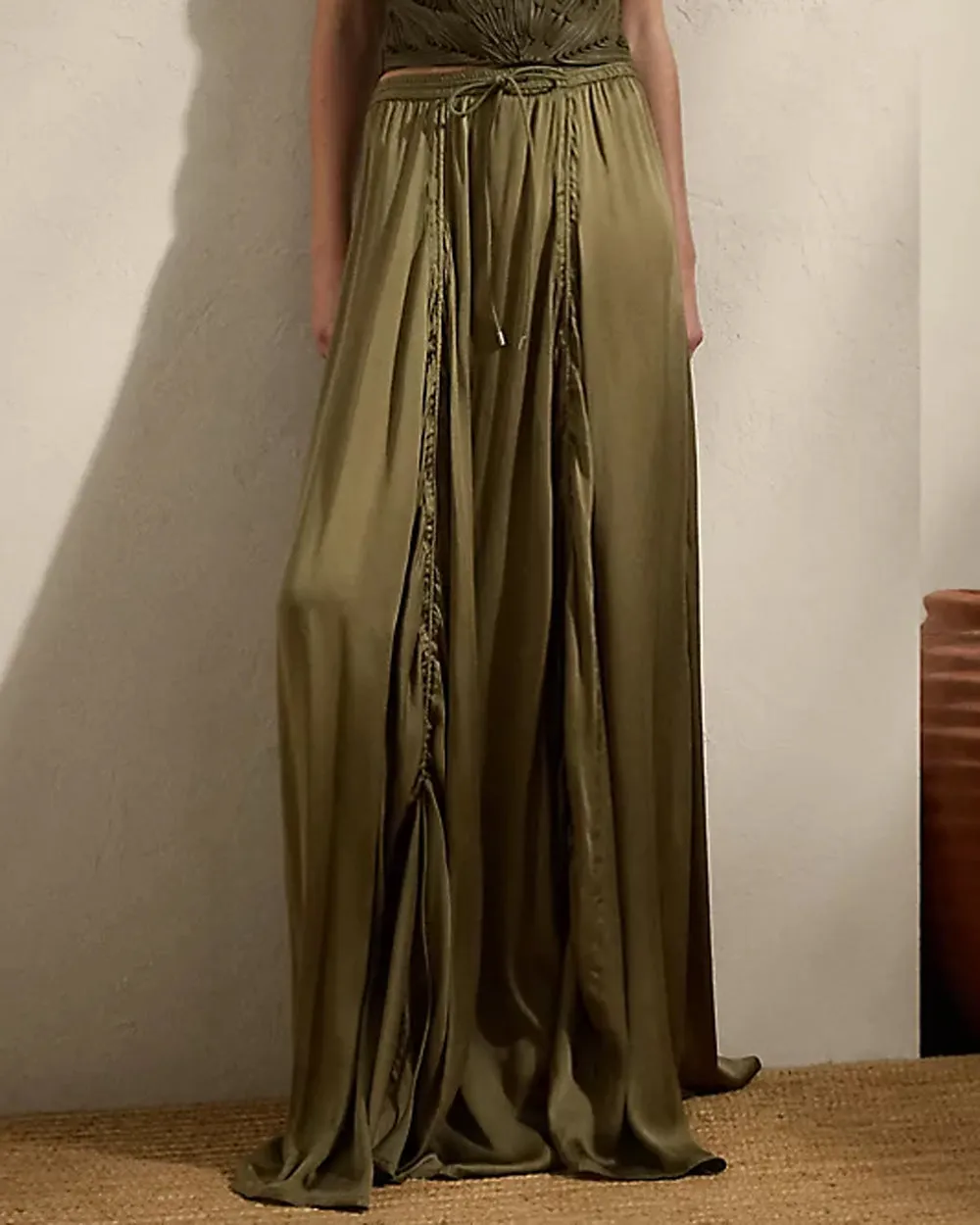 Dusty Sage Charmeuse Willem Maxi Skirt