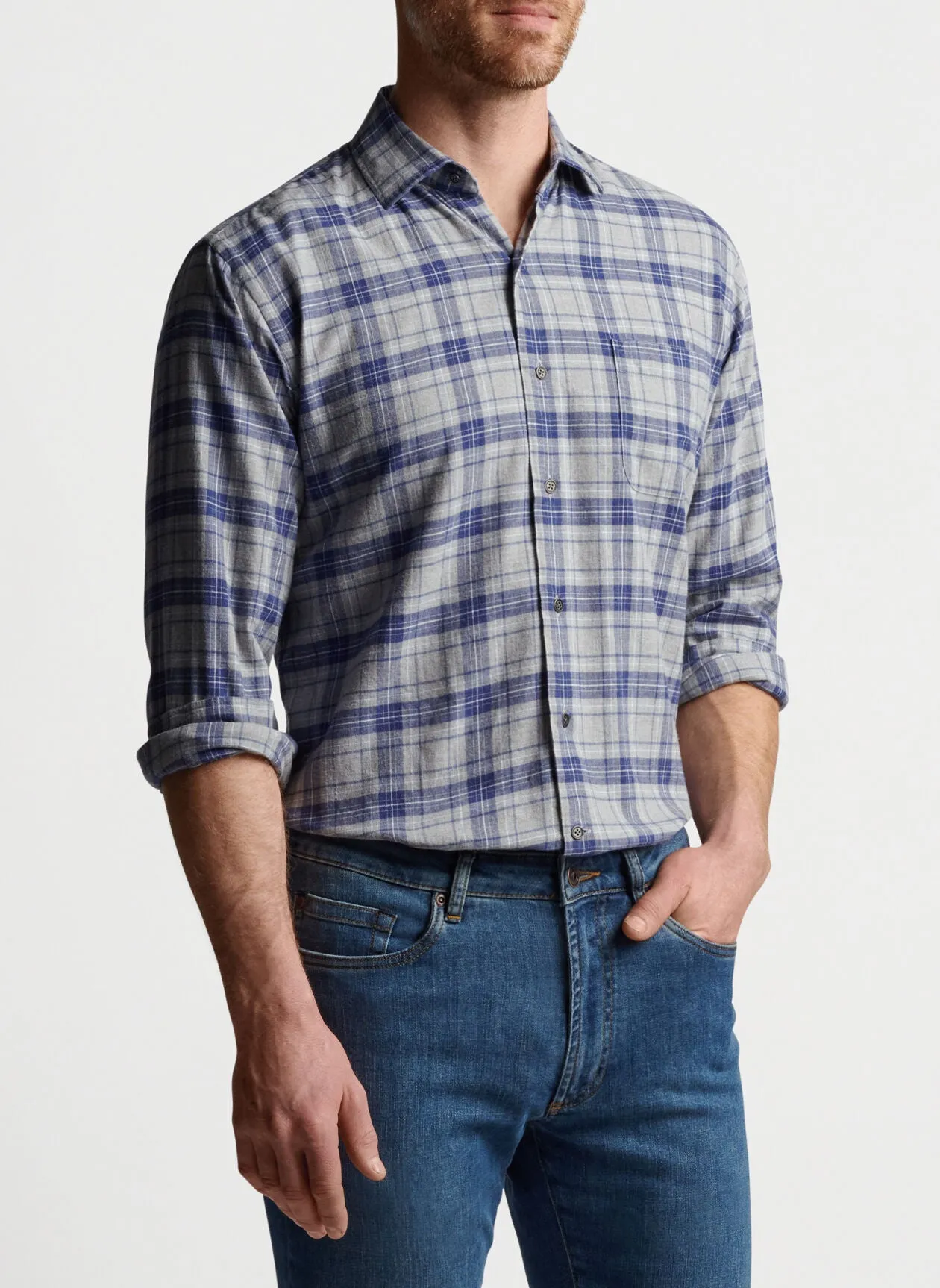 Eagle Chase Cotton Sport Shirt- Mountain Grey