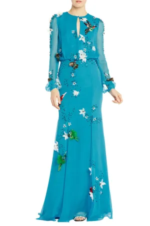 Electric Blue Long Sleeve Gown