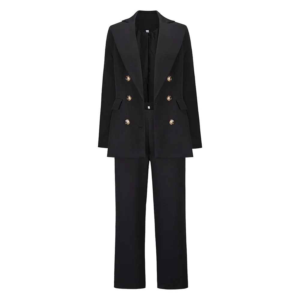 elveswallet Large Lapel Double Breasted Blazer and Straight Pants Set