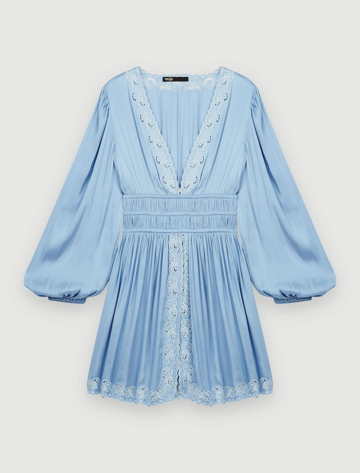 EMBROIDERED SATIN DRESS