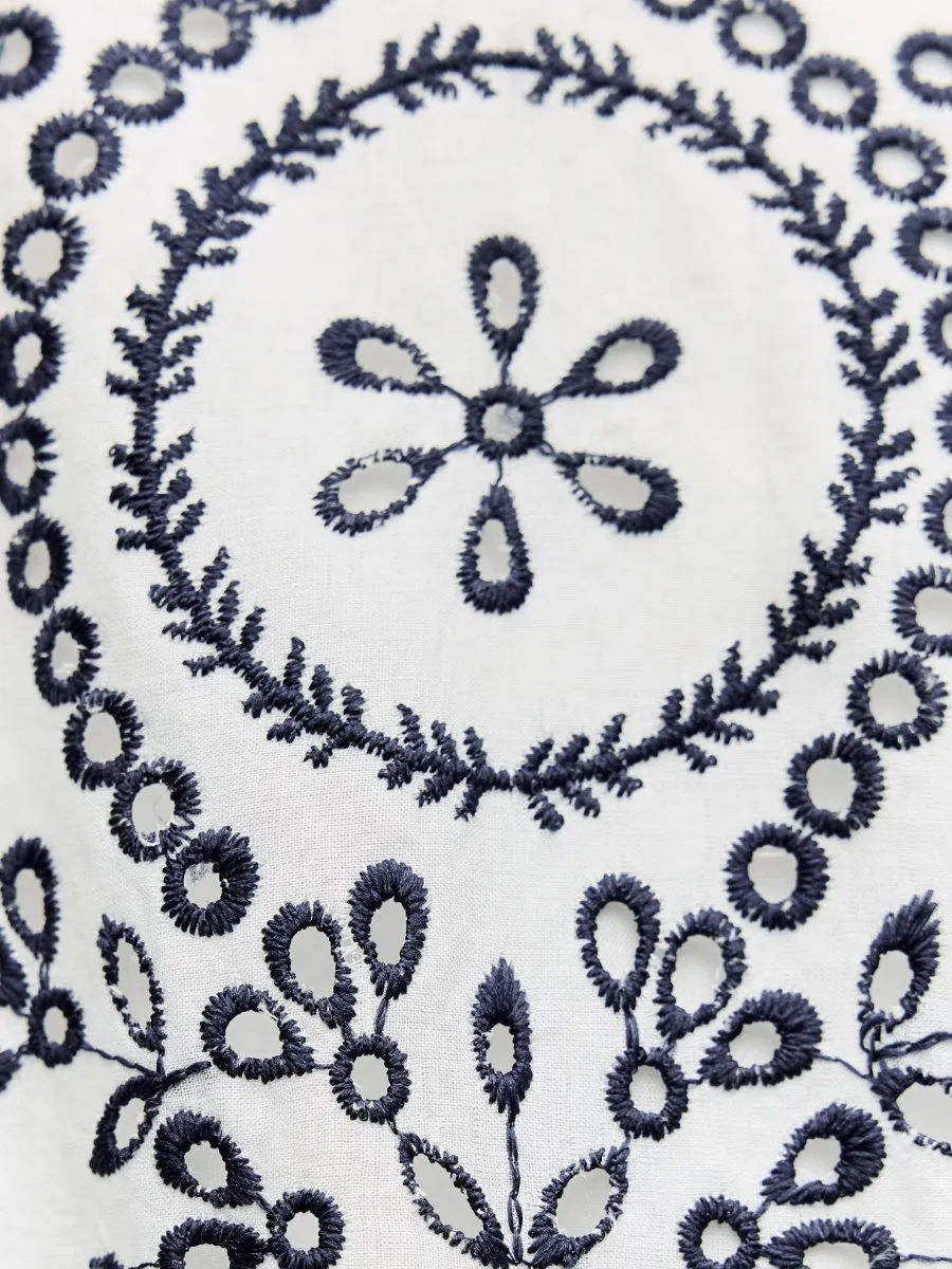 Embroidered Sleeveless V Neck Dress