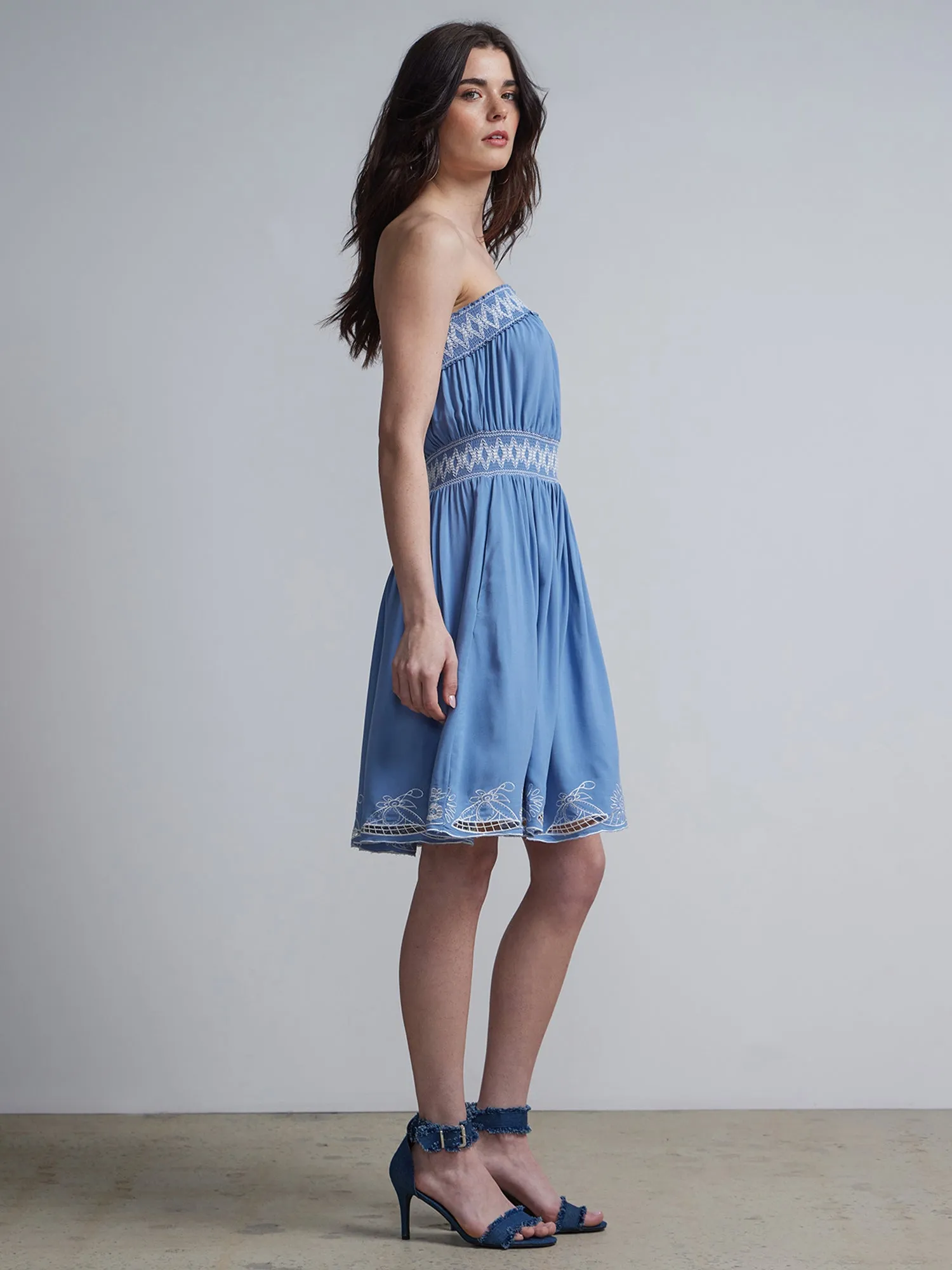 Embroidered Strapless Dress