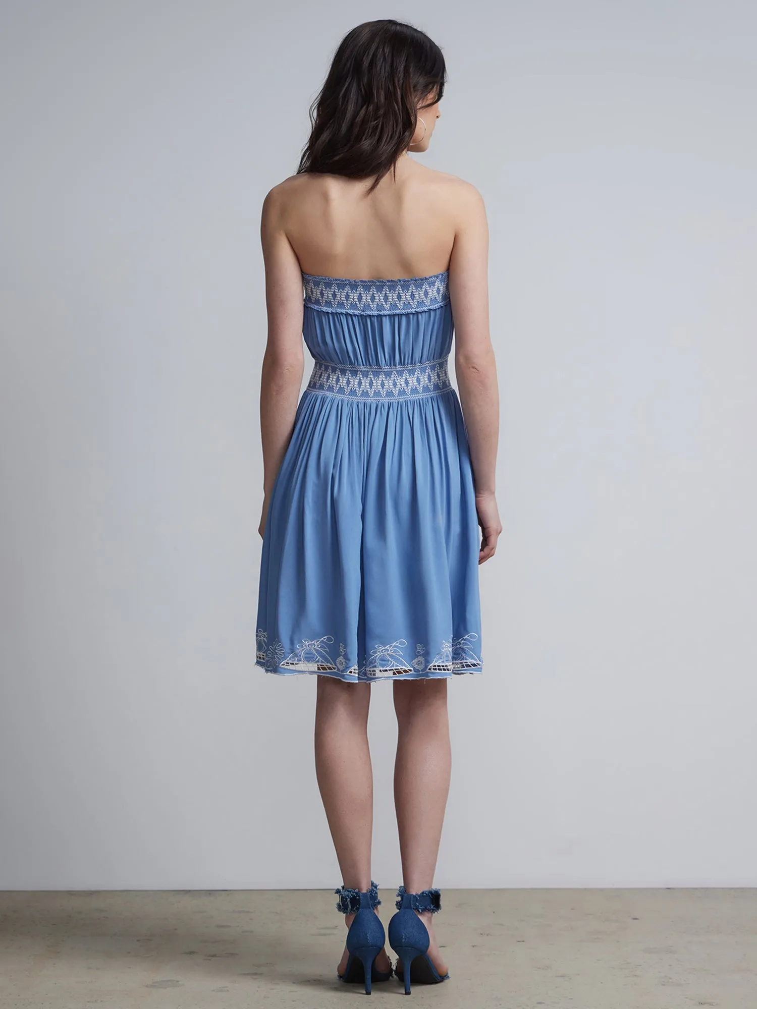 Embroidered Strapless Dress
