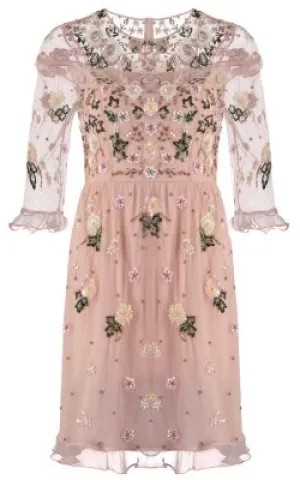 Floral Embroidered Pink Dress