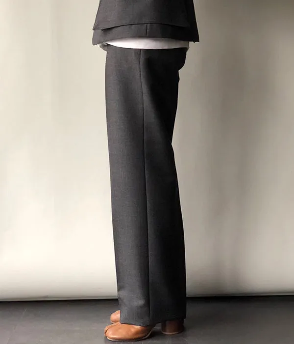 FUMIKA_UCHIDA/WOOL SUITING STRAIGHT SLACKS(TOP CHARCOAL)
