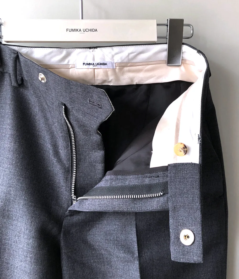 FUMIKA_UCHIDA/WOOL SUITING STRAIGHT SLACKS(TOP CHARCOAL)