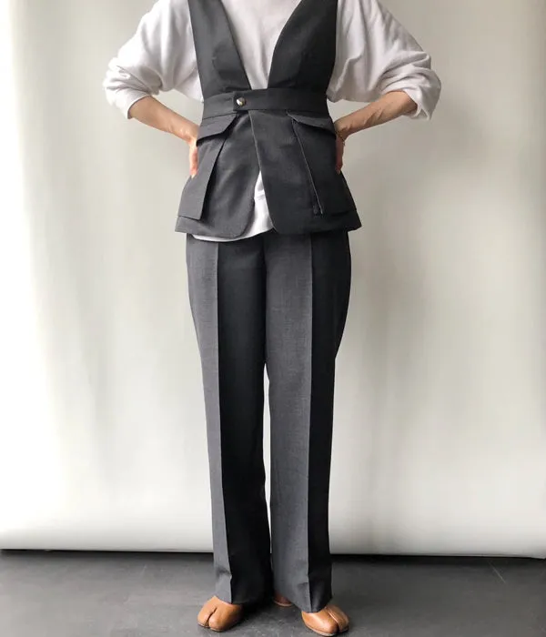 FUMIKA_UCHIDA/WOOL SUITING STRAIGHT SLACKS(TOP CHARCOAL)