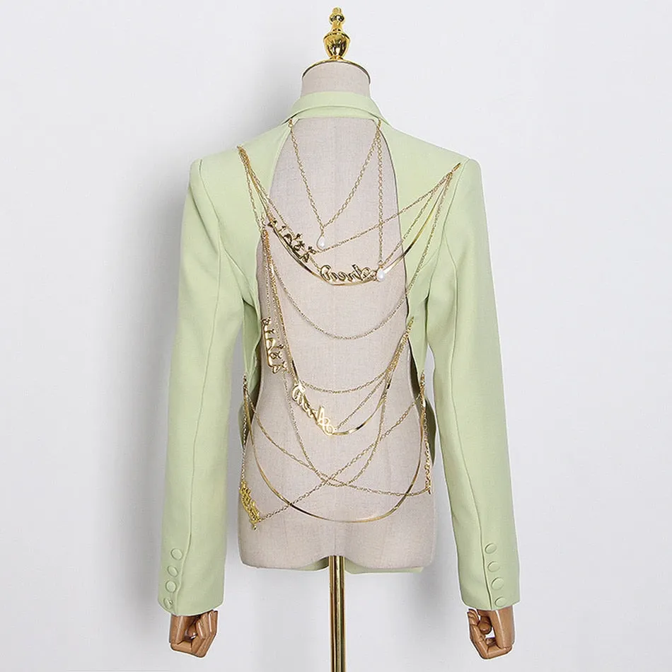 Gold Chain  Blazer & Crystal Pants