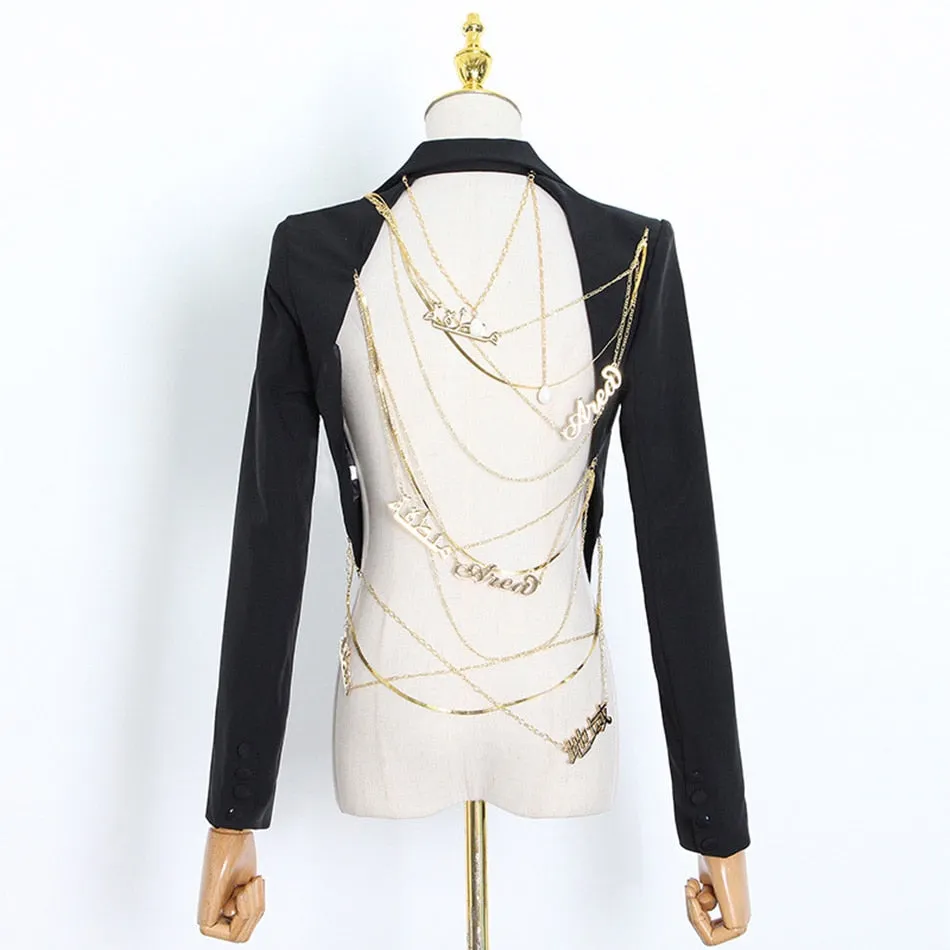 Gold Chain  Blazer & Crystal Pants