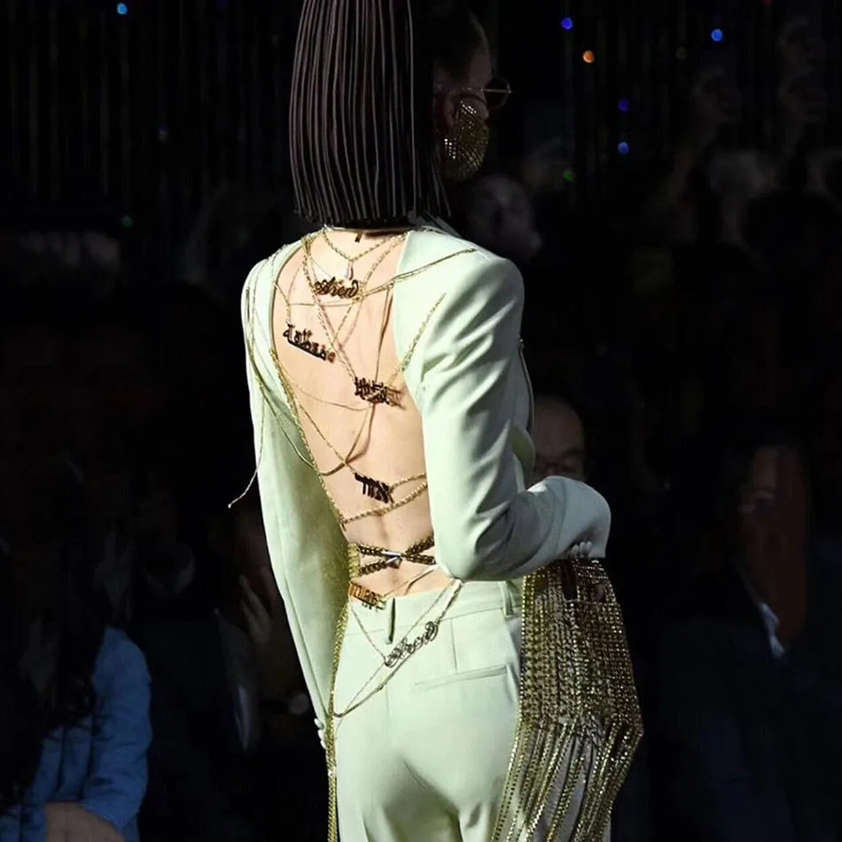 Gold Chain  Blazer & Crystal Pants