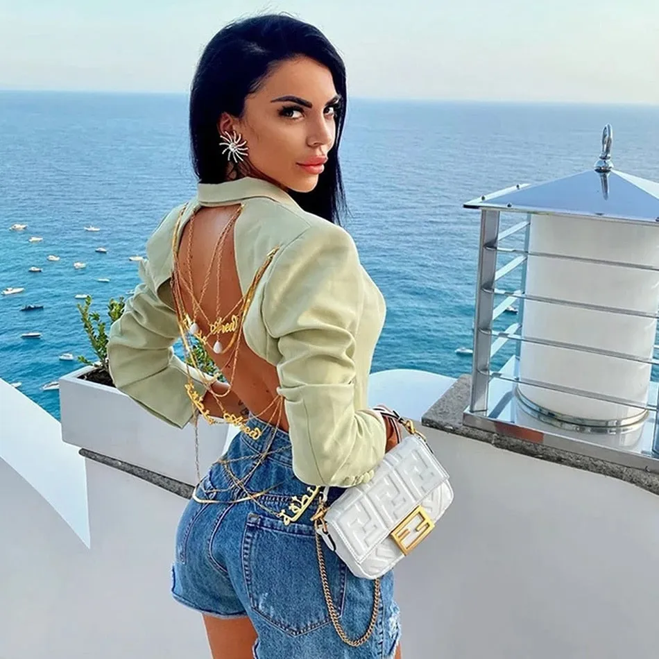Gold Chain  Blazer & Crystal Pants