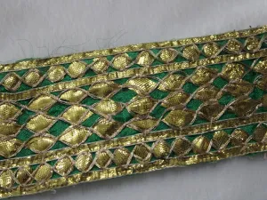 Green & Golden Gota Work Embroidered Border