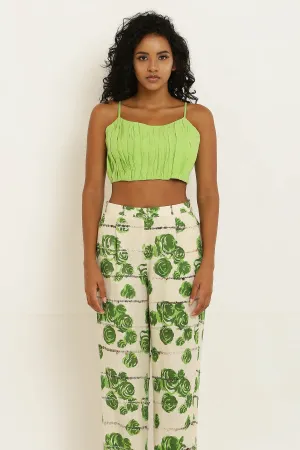 Green Gathered Cotton Bralette