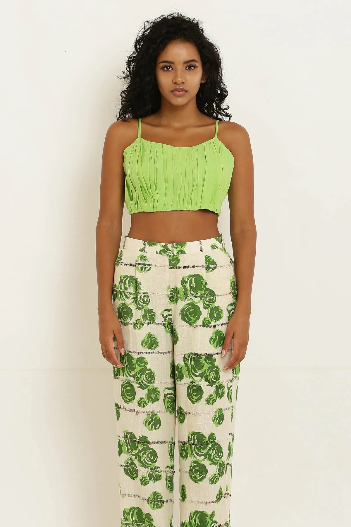 Green Gathered Cotton Bralette