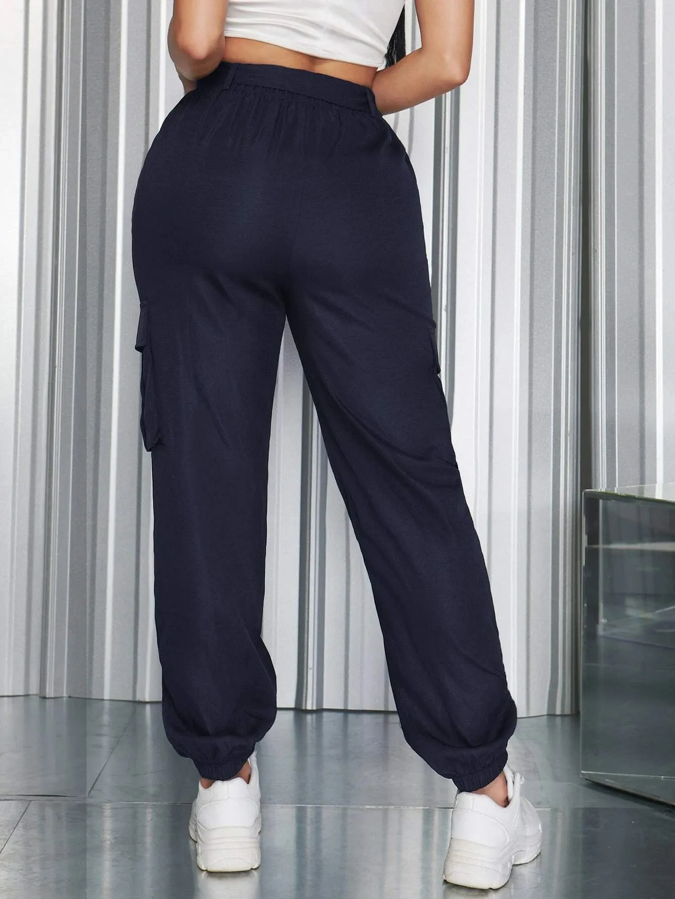 Grunge Patchwork Print Casual Cargo Pants