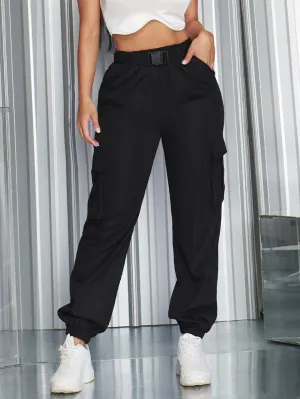 Grunge Patchwork Print Casual Cargo Pants