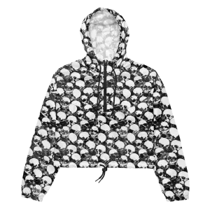 Grunge Skull Women's Cropped Windbreaker (READY TO SHIP)