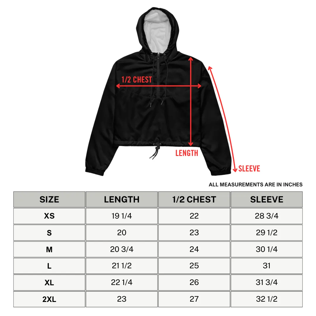 Grunge Skull Women's Cropped Windbreaker (READY TO SHIP)