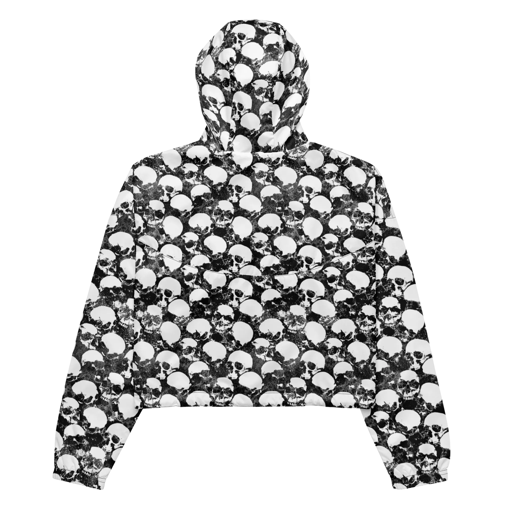 Grunge Skull Women's Cropped Windbreaker (READY TO SHIP)