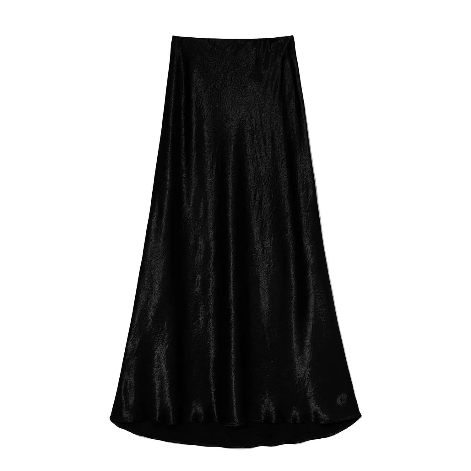 High Waist A-Line Silhouette Satin Maxi Skirt