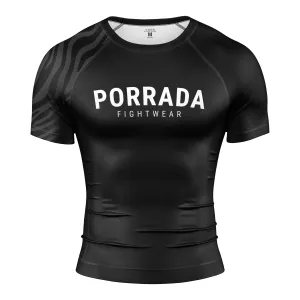 IBJJF BLACK RANKED SHORT SLEEVE RASH GUARD