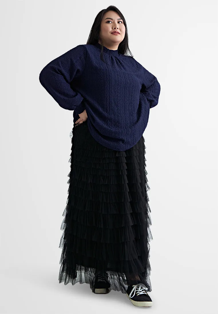 Ikie Tropical Escape Puff Sleeve Knit Top