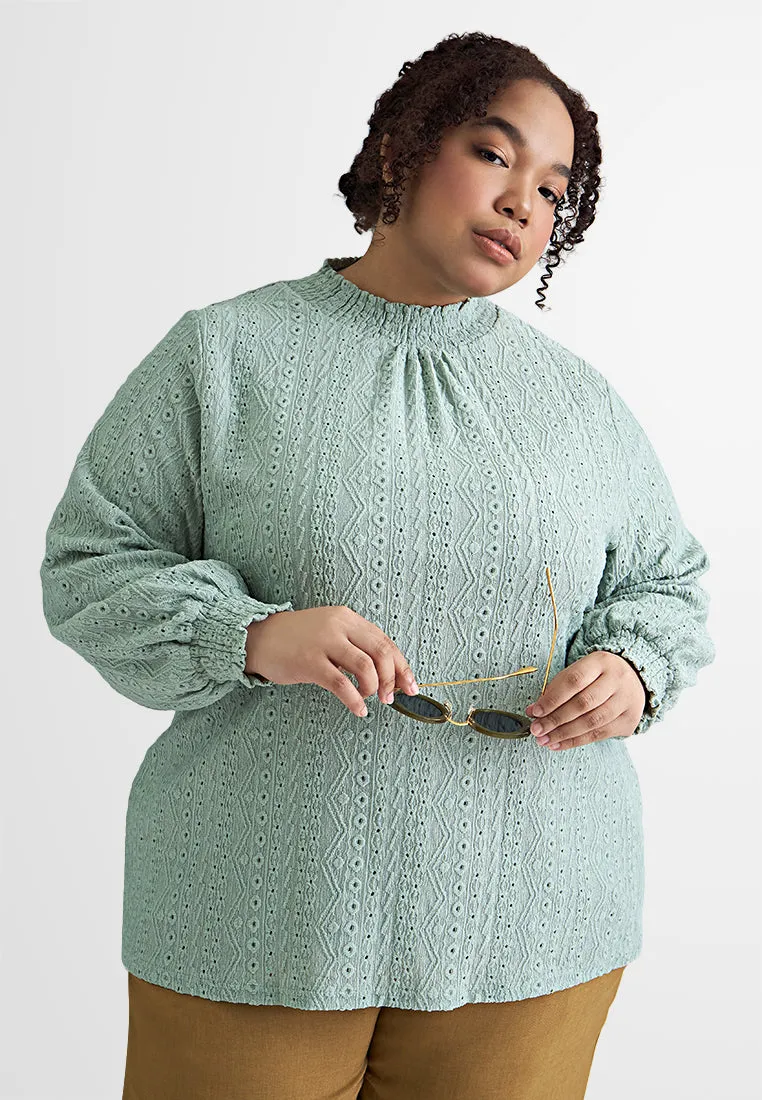 Ikie Tropical Escape Puff Sleeve Knit Top