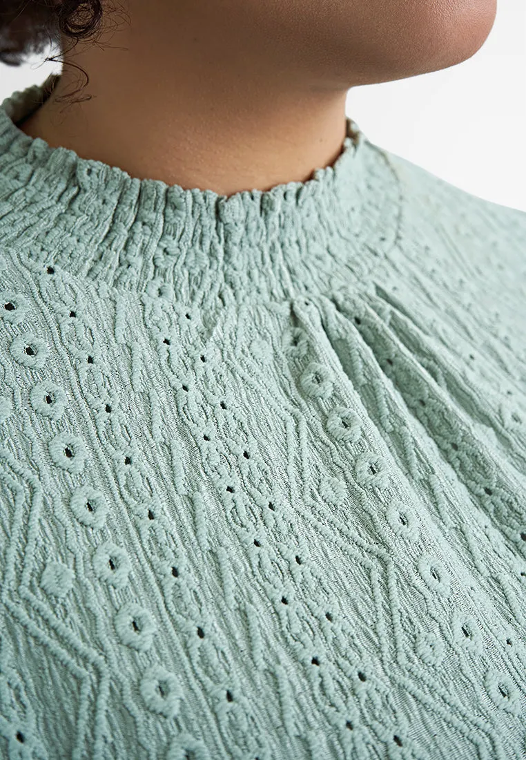 Ikie Tropical Escape Puff Sleeve Knit Top