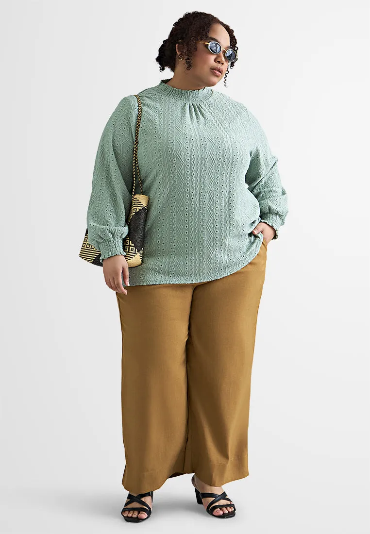 Ikie Tropical Escape Puff Sleeve Knit Top