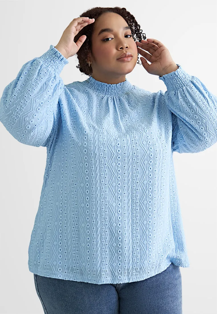 Ikie Tropical Escape Puff Sleeve Knit Top