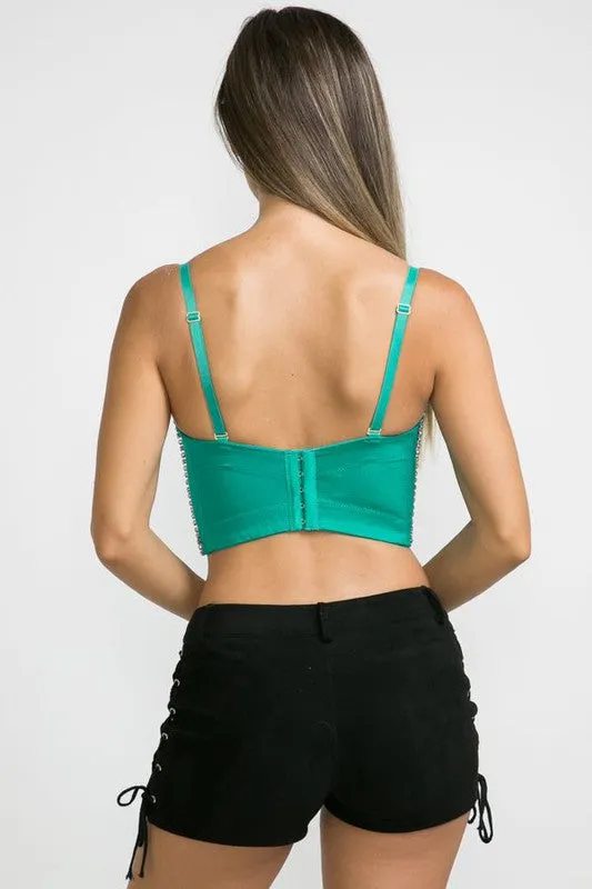 Kelly Green Diamond Across Crop Bra Top Bustier