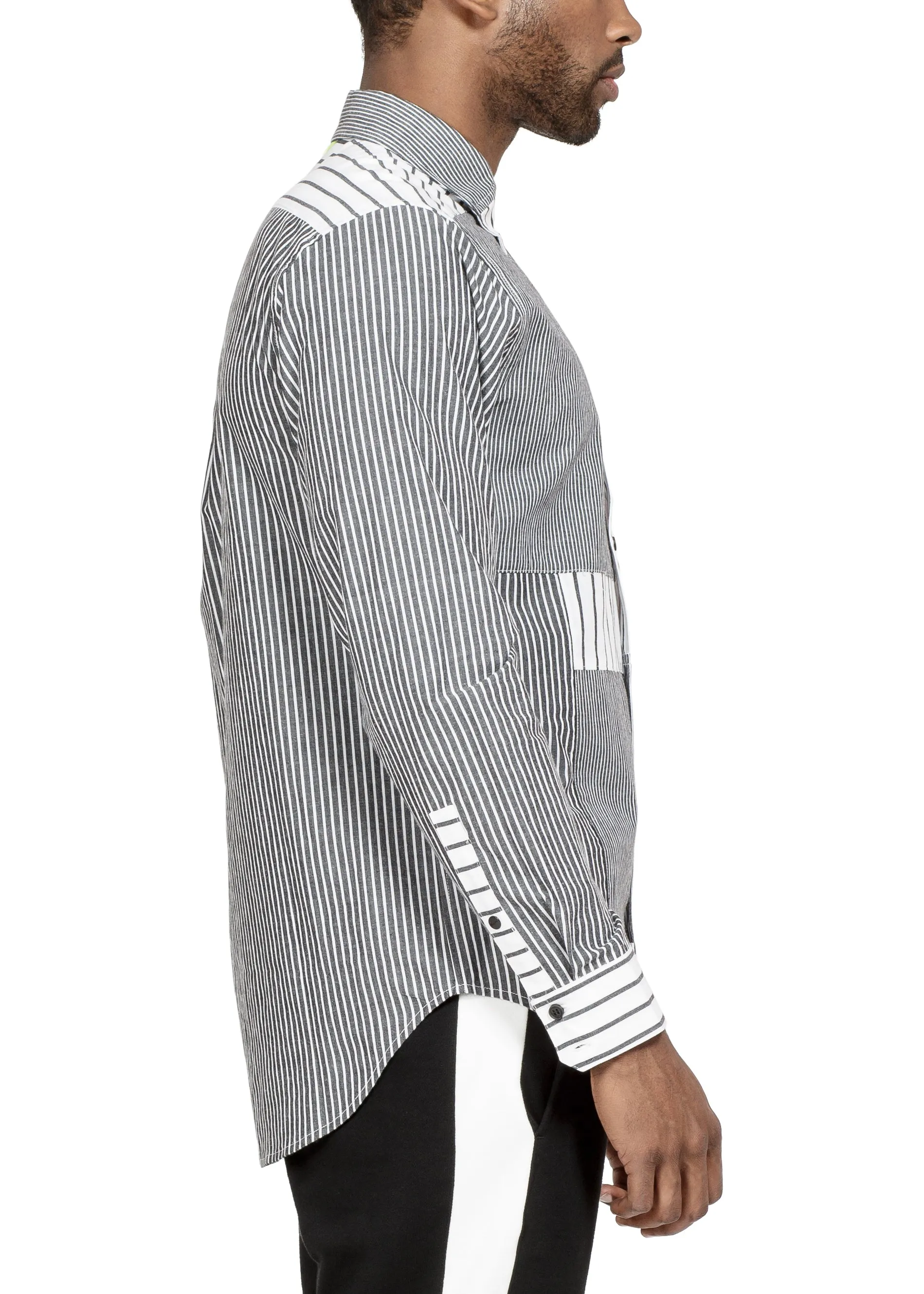 Konus Men's Patched Long Sleeve Button Down Shirt
