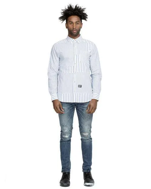 Konus Men's Patched Long Sleeve Button Down Shirt