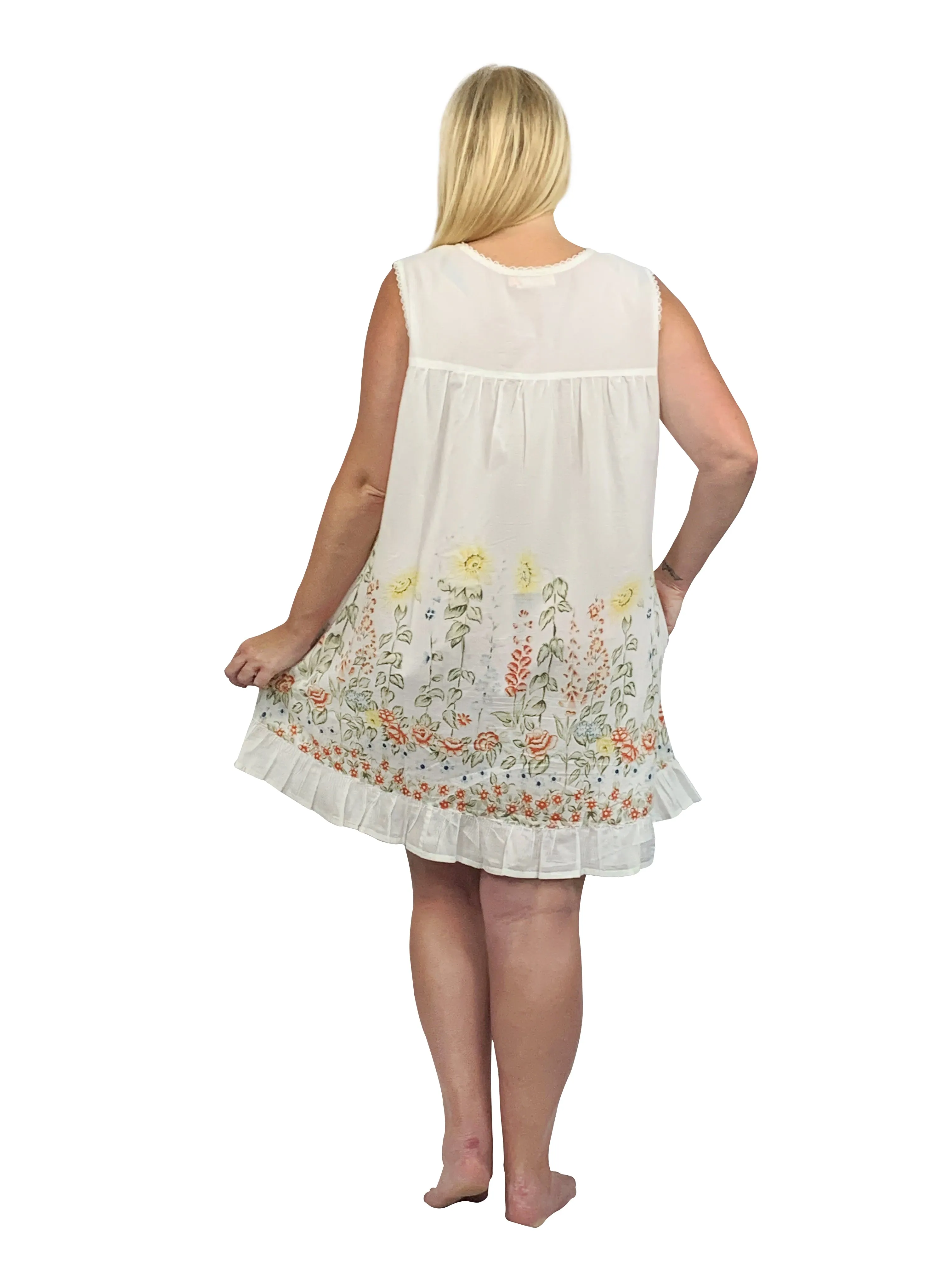 La Cera Plus Sunflower Garden Cotton Chemise