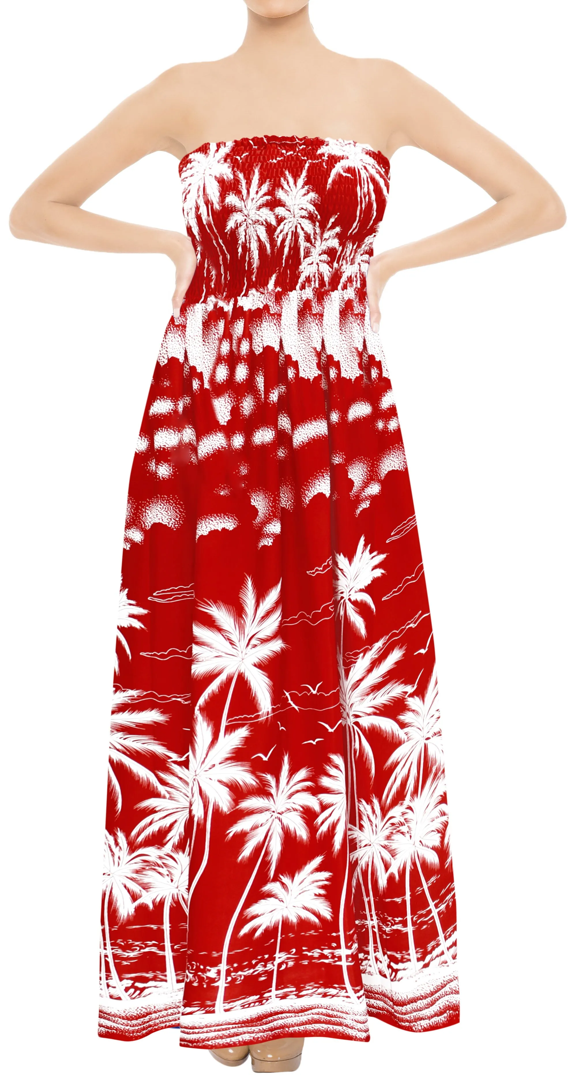 LA LEELA Long Maxi Hawaiian Halter Neck Tube Dress For Women Beach Pool Party Casual Cruise Vacation Outfits ladies