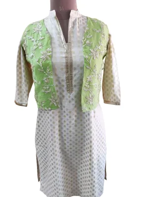 Light Green Gotta Embroidered Ethnic Jacket Shrug ACJ19