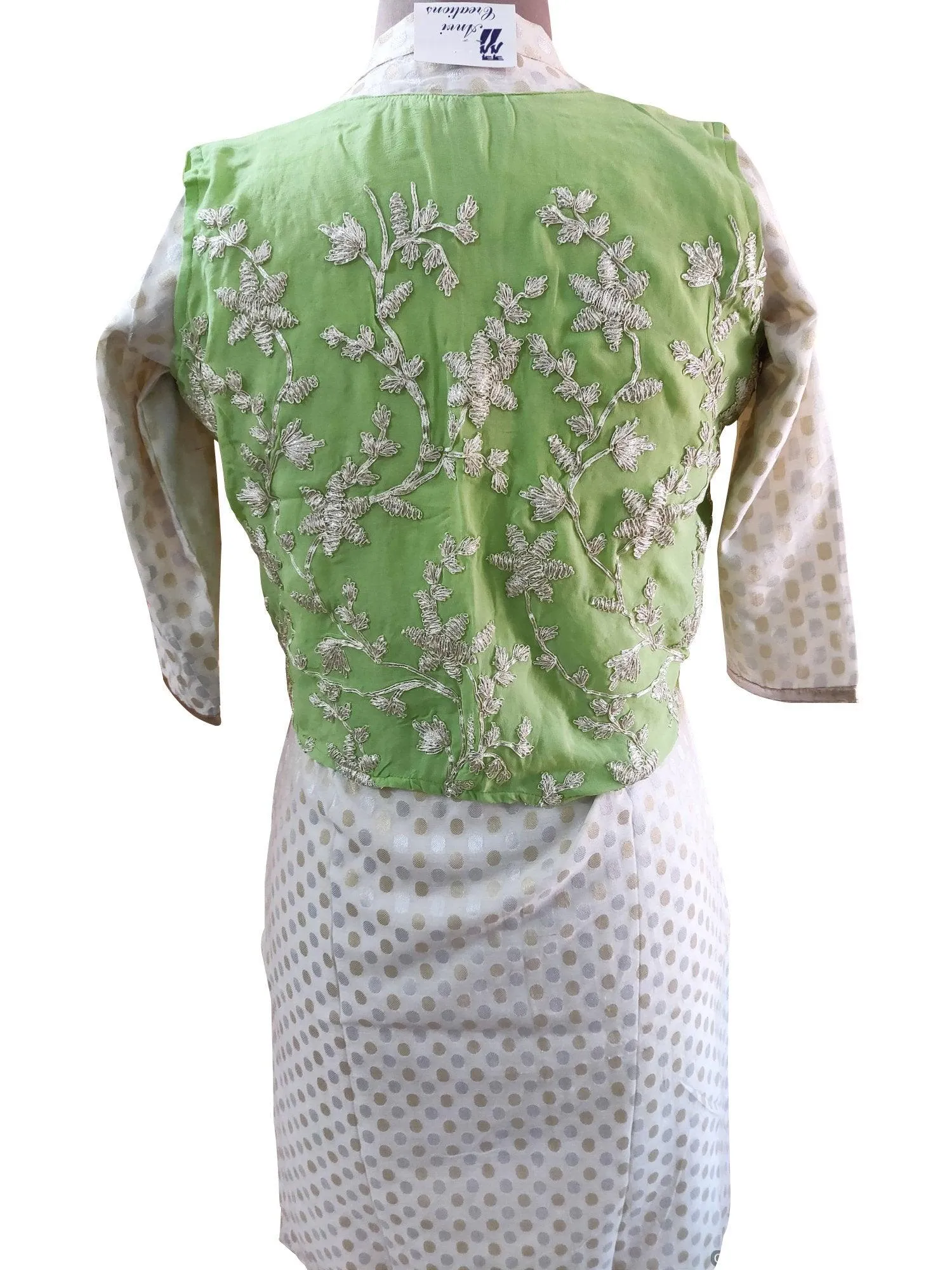 Light Green Gotta Embroidered Ethnic Jacket Shrug ACJ19