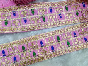 Light Pink Traditional Gota Work Embroidered Lace Border