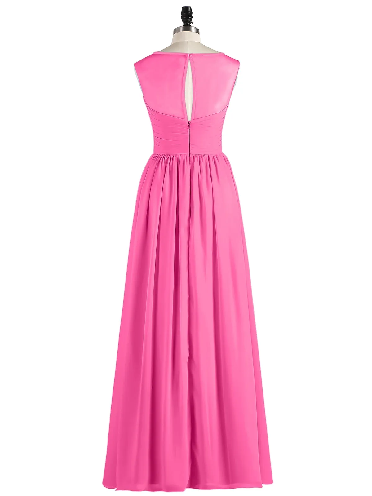Long Chiffon Gowns with Illusion Neckline-Azalea