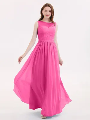 Long Chiffon Gowns with Illusion Neckline-Azalea