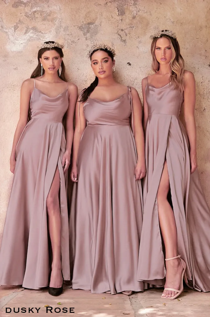 Lush long modern satin gown for a modern maid - Dani