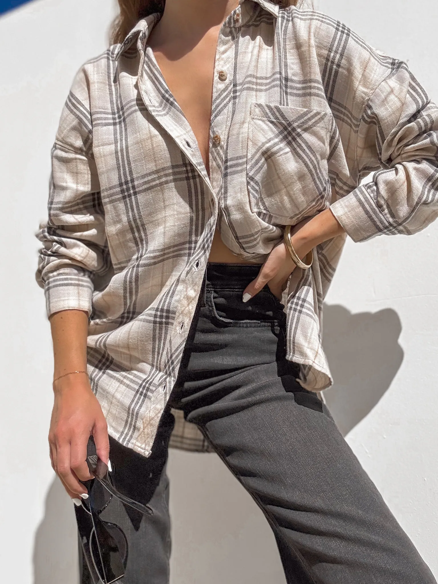 Mack Plaid Flannel in Grey