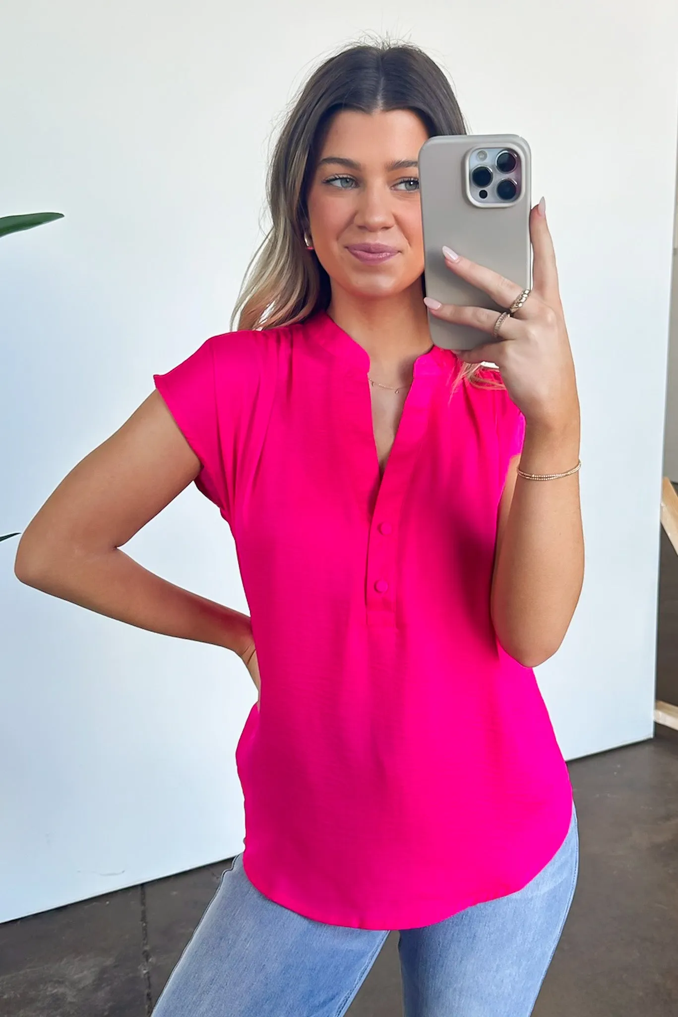 Marciah Drop Shoulder Button Front Top - FINAL SALE