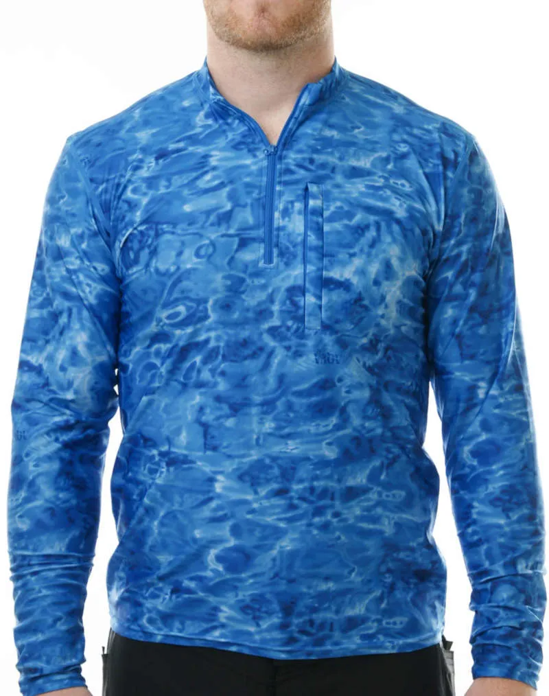 Mens 1/4 Zip Long Sleeve Camo Fishing Shirt | Aqua Design