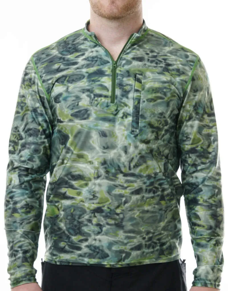Mens 1/4 Zip Long Sleeve Camo Fishing Shirt | Aqua Design