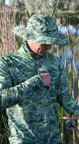 Mens 1/4 Zip Long Sleeve Camo Fishing Shirt | Aqua Design