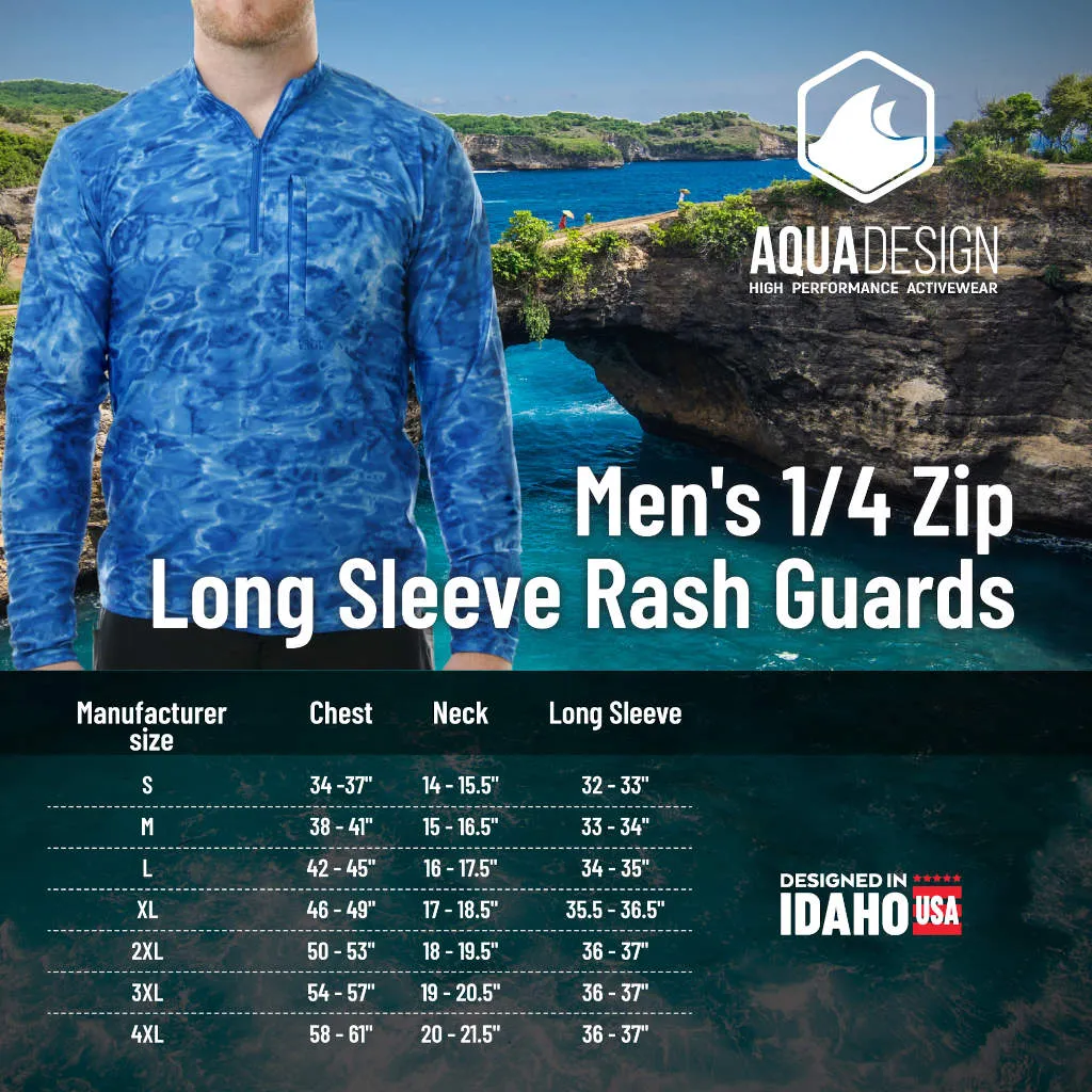Mens 1/4 Zip Long Sleeve Camo Fishing Shirt | Aqua Design